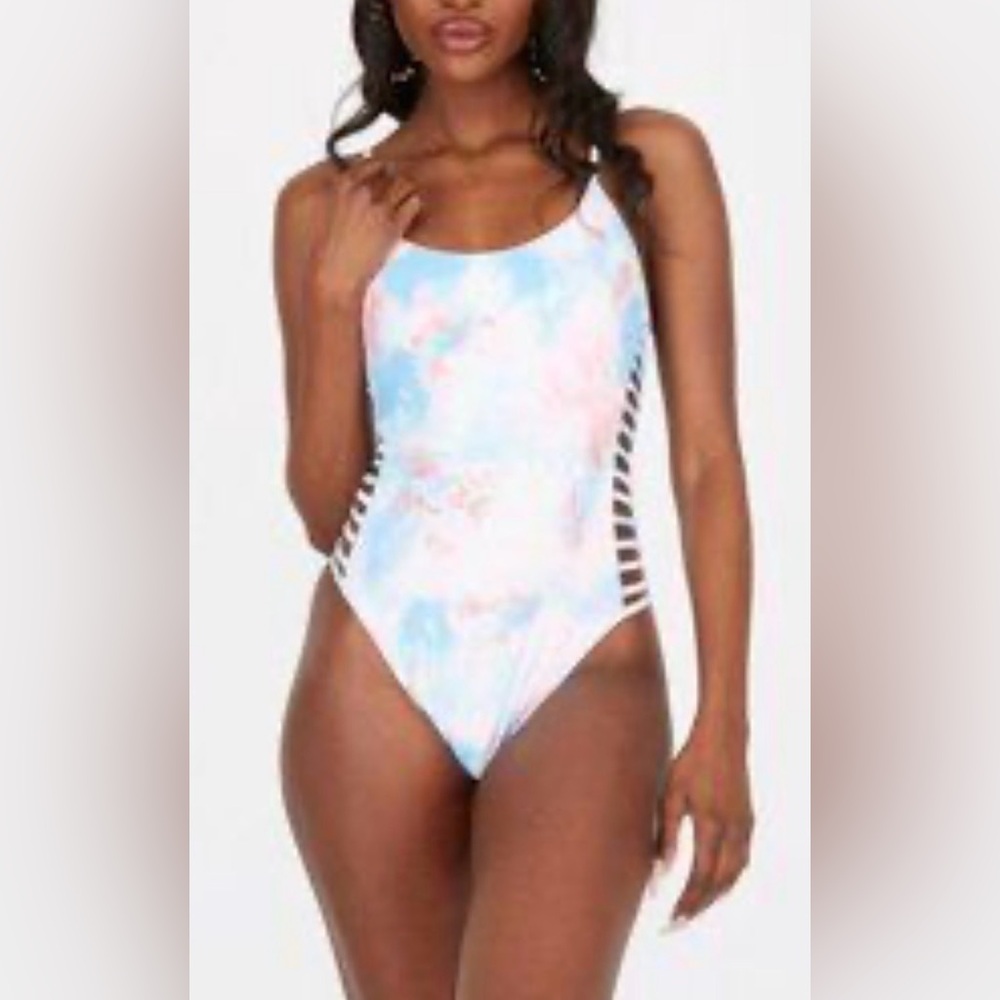Revamped Pastel Tie-Dye One-Piece Swimsuit - Blue Pink Yellow
